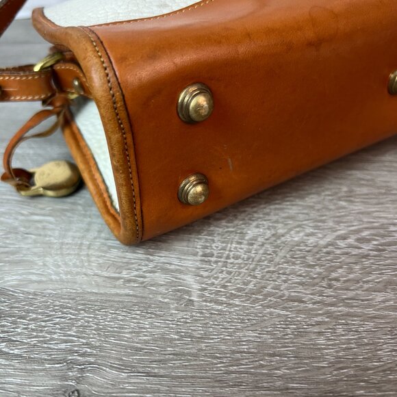 Vintage  Dooney and Bourke Pebbled Off White Leather Satchel Made in USA - Picture 5 of 8